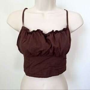 H&M Cropped Tank Top Brown Size S 100% Cotton Crop Top‎